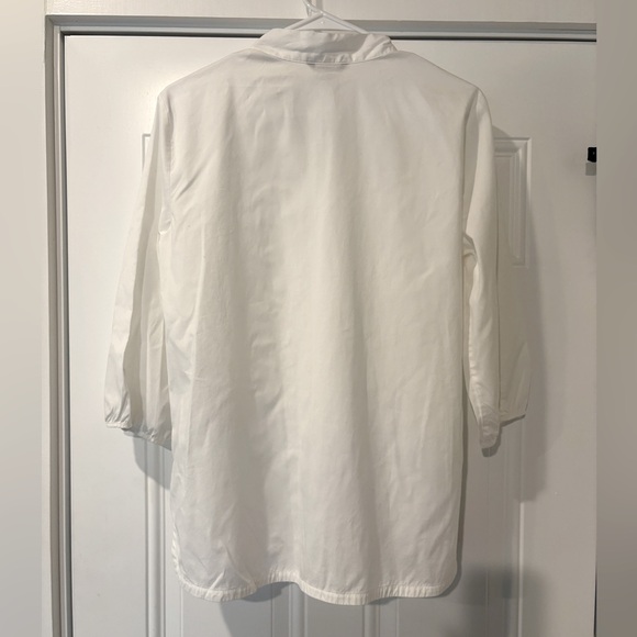 Brooks Brothers cotton stretch 3/4 sleeve pullover blouse with neck tie/bow - Picture 3 of 9